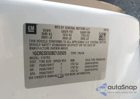 2011 Chevrolet Silverado 1500 Lt from USA, damaged, VIN 1GCRCSE03BZ132929